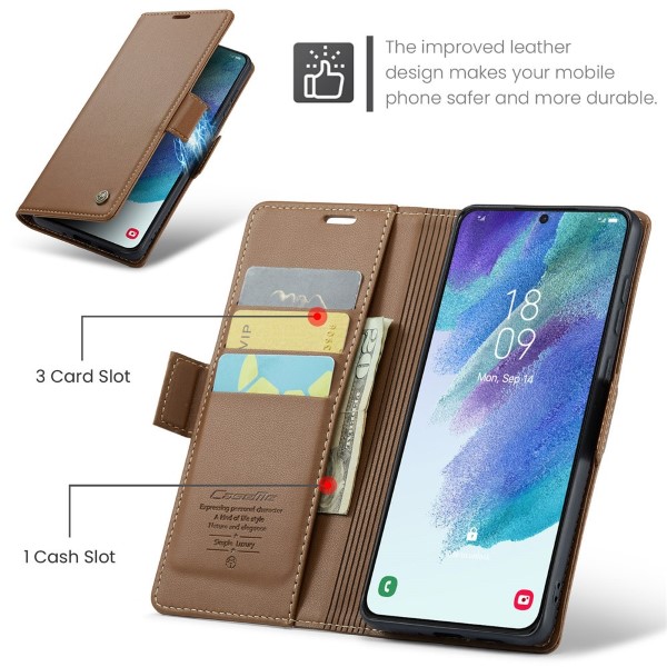 Puzdro na Samsung Galaxy S21 FE CASEME smooth hnedé
