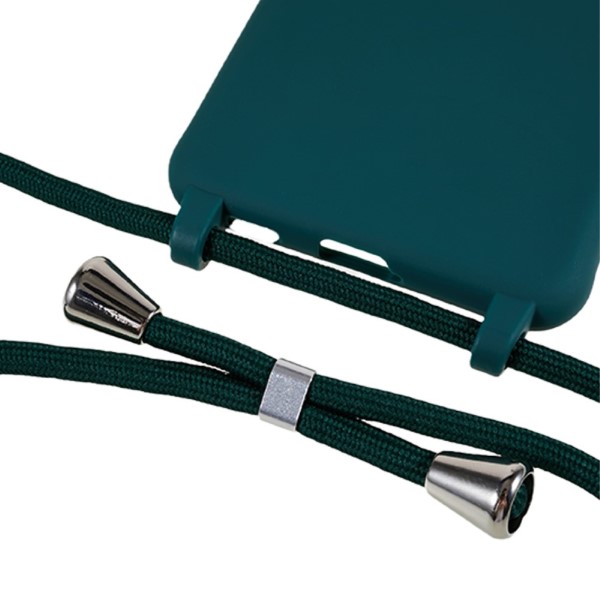 Kryt na Samsung Galaxy S21 FE gumový so šnúrkou na krk zelený