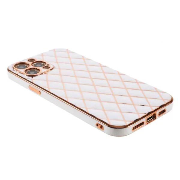 Kryt na iPhone 13 Pro Max Electroplated rhombus biely