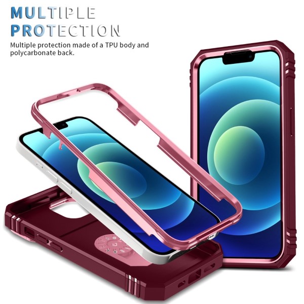 Kryt na iPhone 14 Plus odolný s krytom na fotoaparát vínový