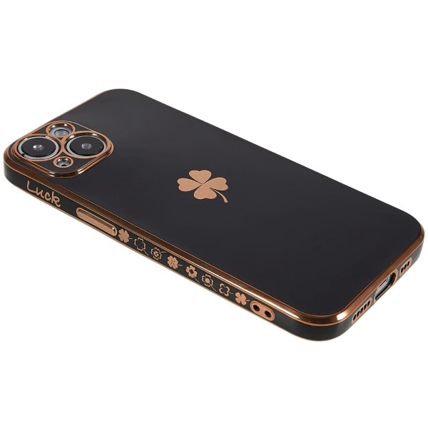 Kryt na iPhone 14 Plus Electroplated štvorlístok čierny