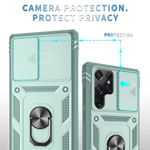 Kryt na Samsung Galaxy S22 Ultra odolný s krytom na fotoaparát svetlo modrý