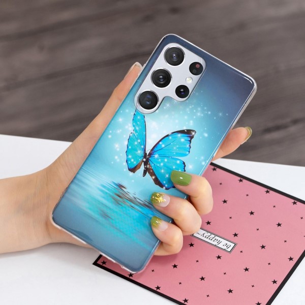 Kryt na Samsung Galaxy S23 Ultra svietiaci Motýľ a hviezdy