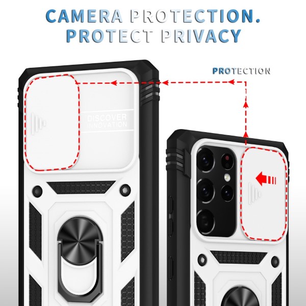 Kryt na Samsung Galaxy S21 Ultra odolný s krytom na fotoaparát biely