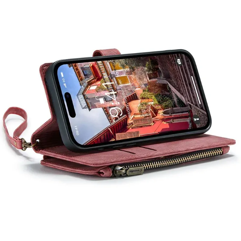 Púzdro pre iPhone 15 Pro Max CASEME Luxury Double Layer červené