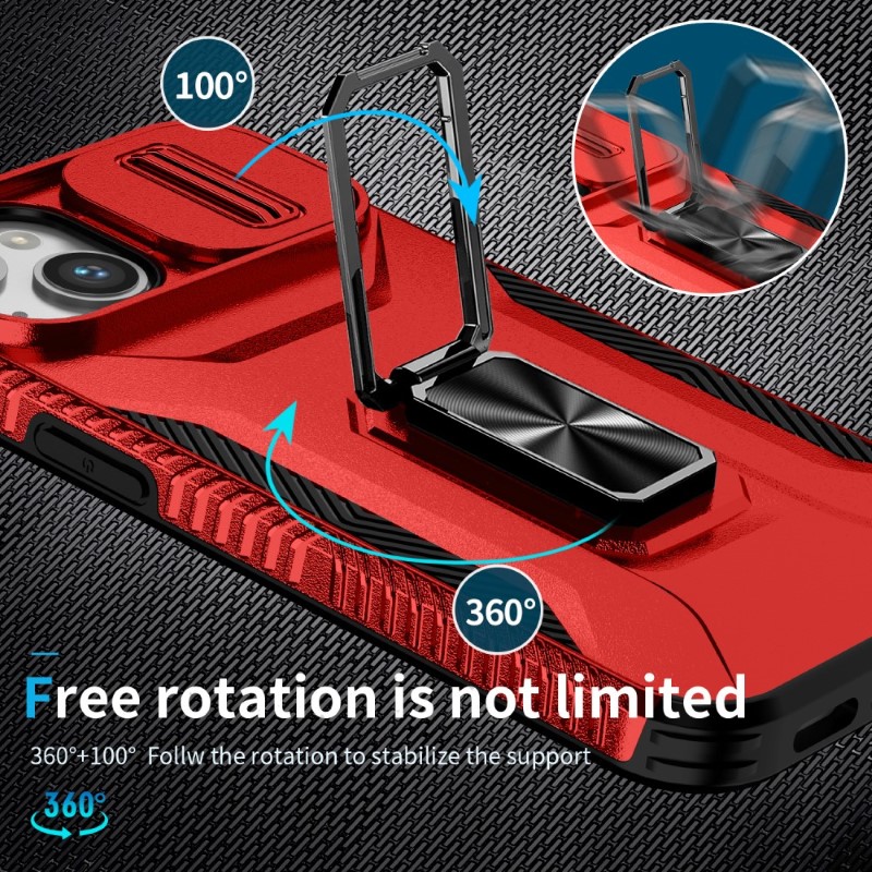 Kryt na iPhone 15 odolný s krytom na fotoaparát červený