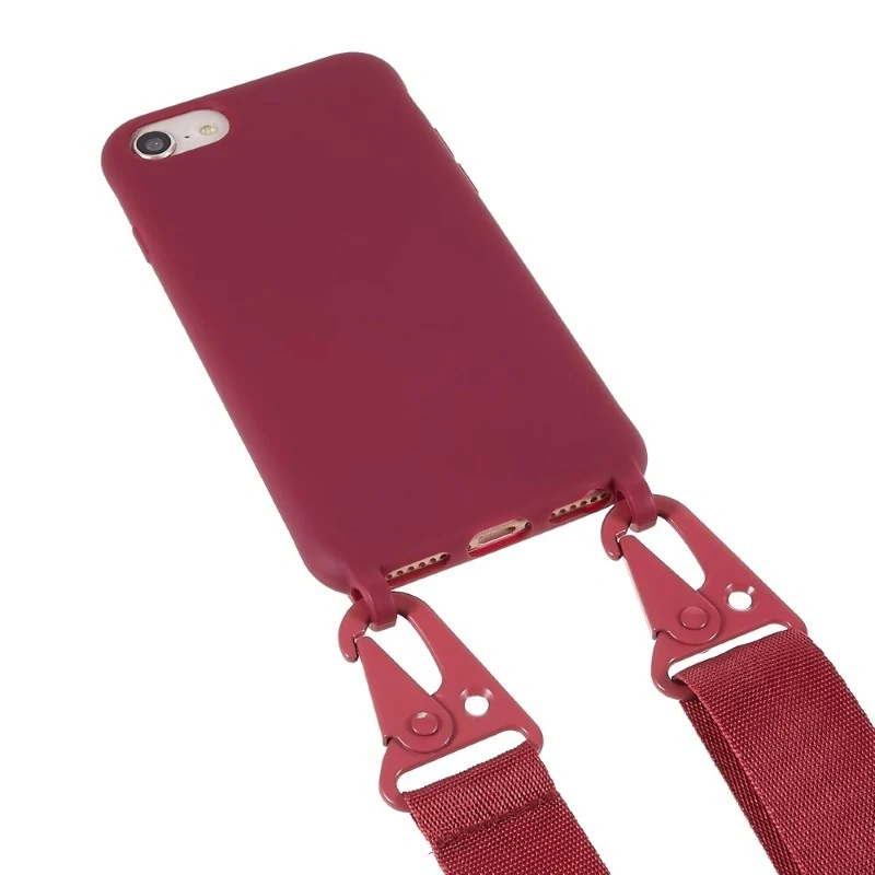 Kryt na iPhone 7 / 8 / SE ( 2020 / 2022 ) gumový so šnúrkou na krk vínový
