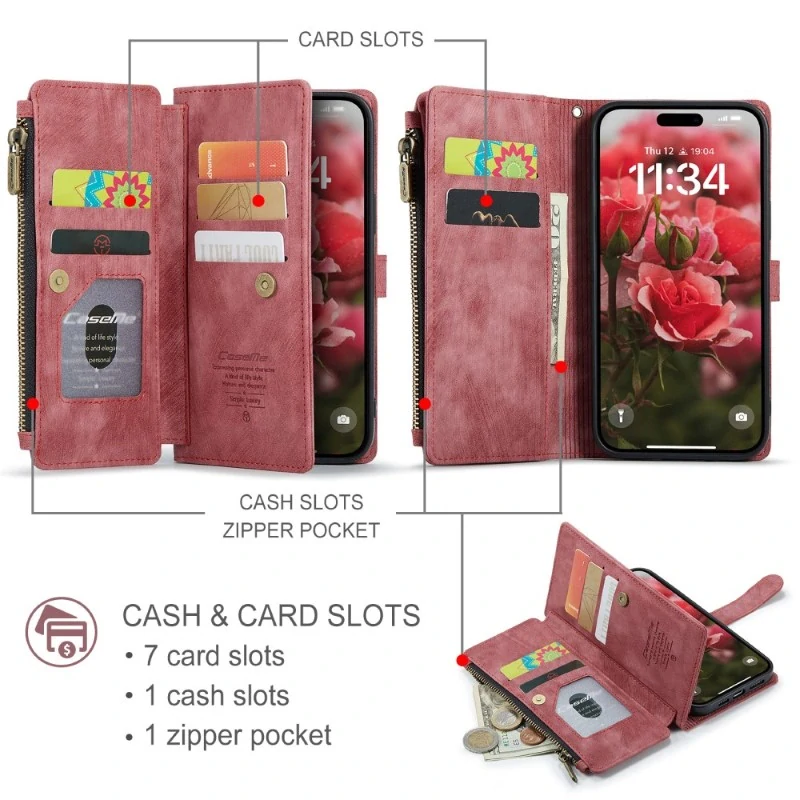Púzdro pre iPhone 16 CASEME Luxury Double Layer červené