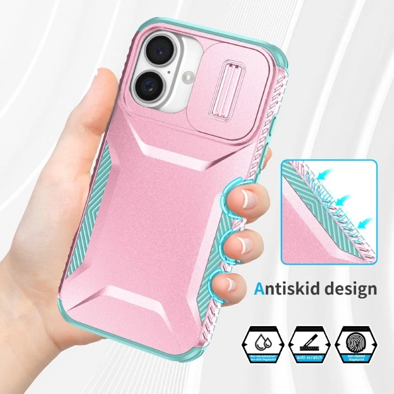 Kryt na iPhone 16 s krytkou na fotoaparát ružový