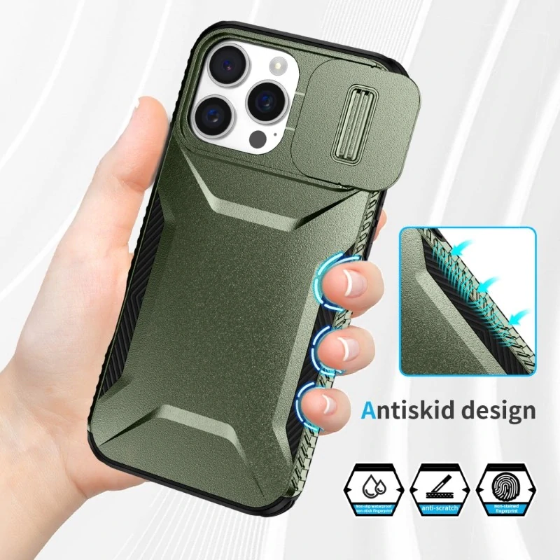 Kryt na iPhone 16 Pro s krytkou na fotoaparát zelený