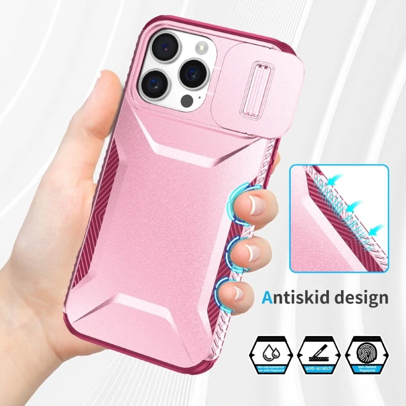 Kryt na iPhone 16 Pro s krytkou na fotoaparát vínový