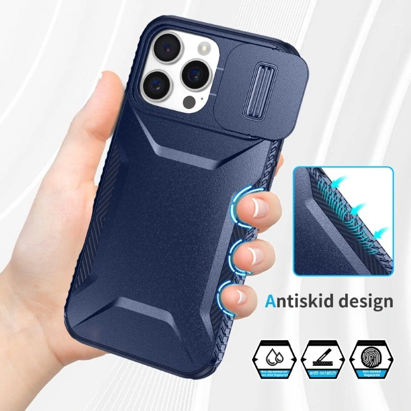 Kryt na iPhone 16 Pro s krytkou na fotoaparát tmavomodrý