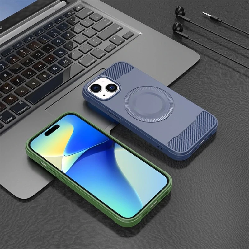 Kryt na iPhone 15 gumový (podpora MagSafe) modrý