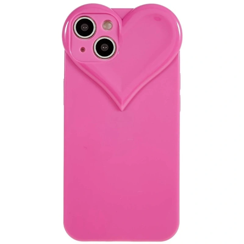Kryt na iPhone 15 gumový Srdce ružový