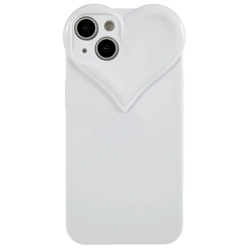Kryt na iPhone 15 gumový Srdce biely