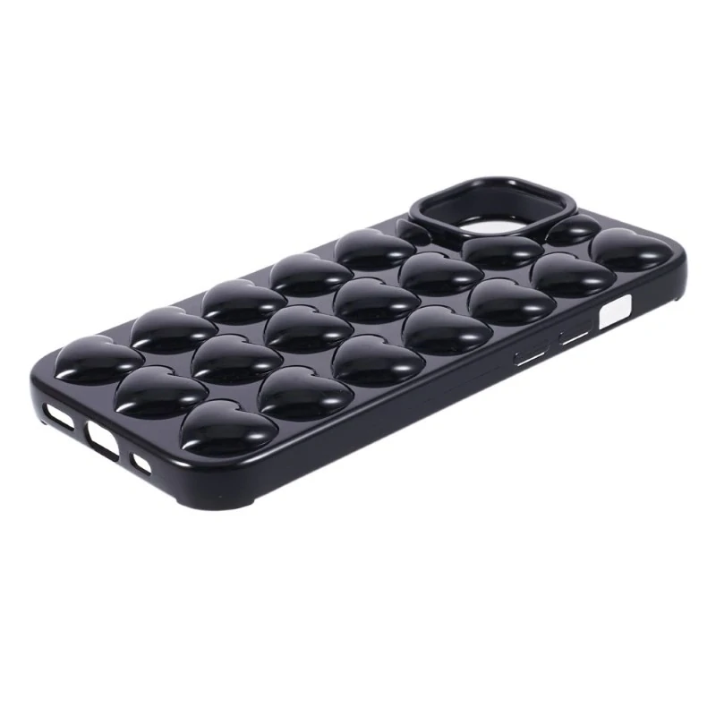 Kryt na iPhone 15 Srdiečka čierny