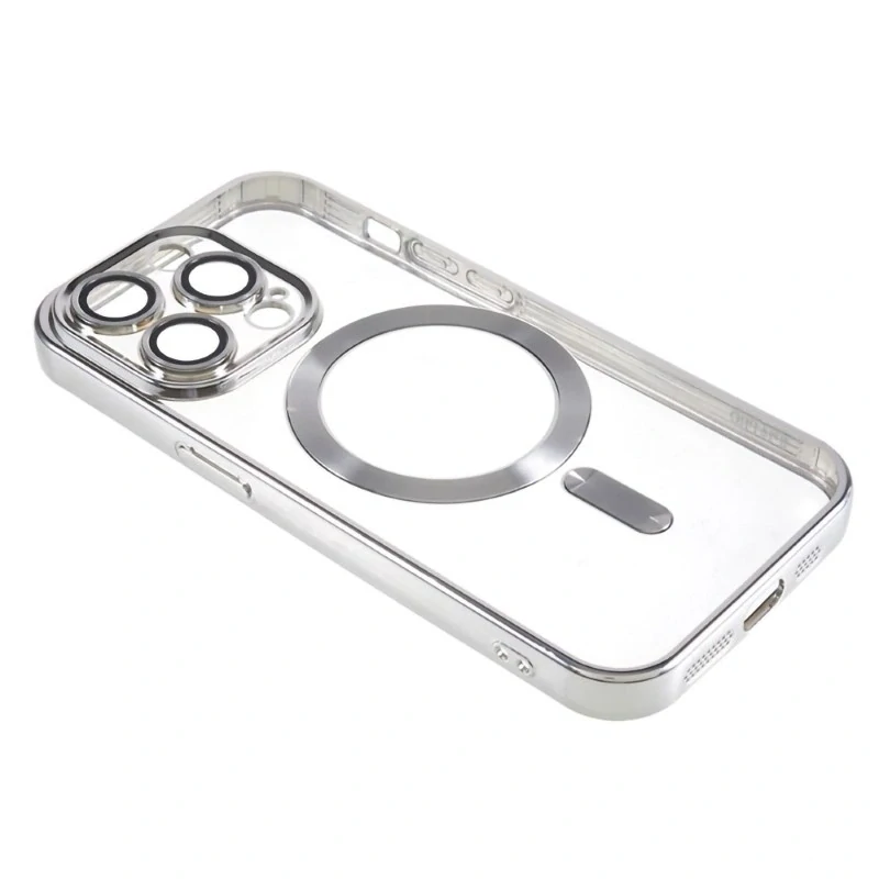 Kryt na iPhone 15 Pro gumový s podporou MagSafe strieborný