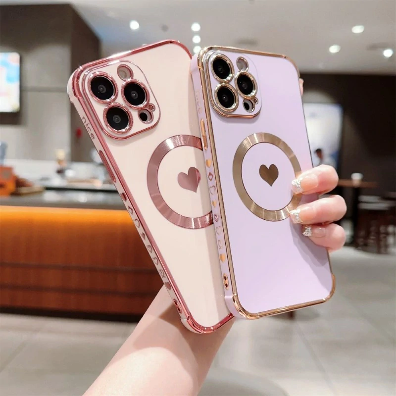 Kryt na iPhone 15 Pro Srdiečko s podporou MagSafe svetlo fialový