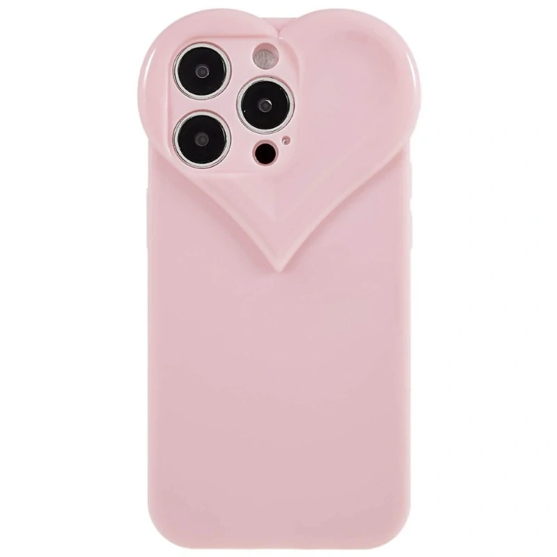 Kryt na iPhone 15 Pro gumový Srdce svetlo ružový