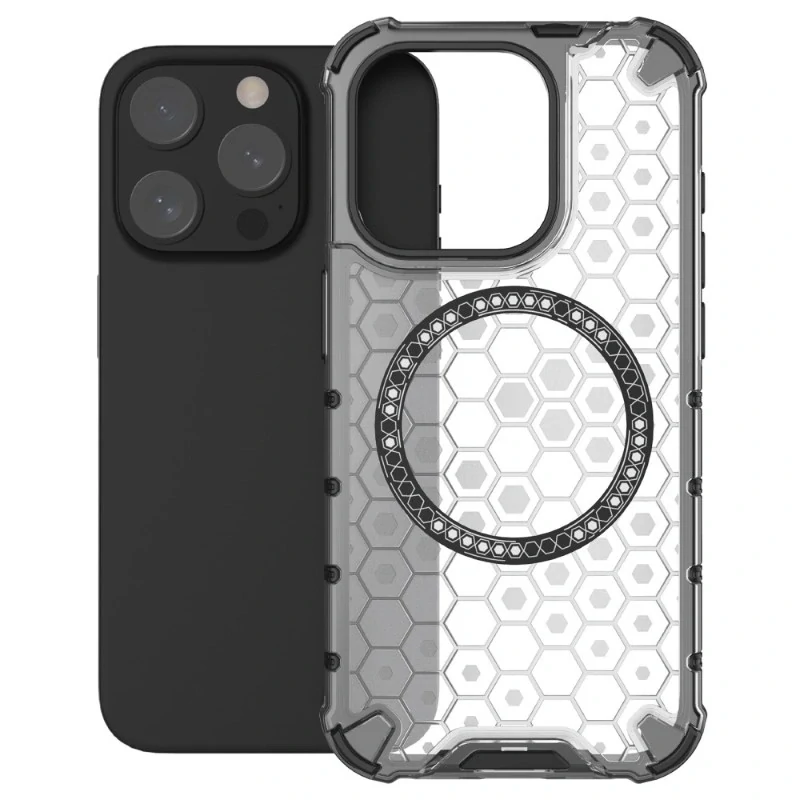 Kryt na iPhone 15 Pre odolný Honeycomb s podporou Magsafe čirý