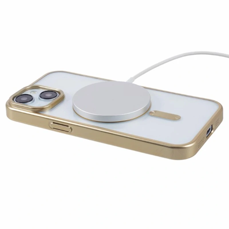 Kryt na iPhone 13 gumový s podporou MagSafe zlatý