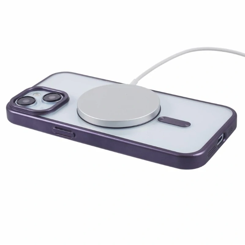 Kryt na iPhone 13 gumový s podporou MagSafe fialový