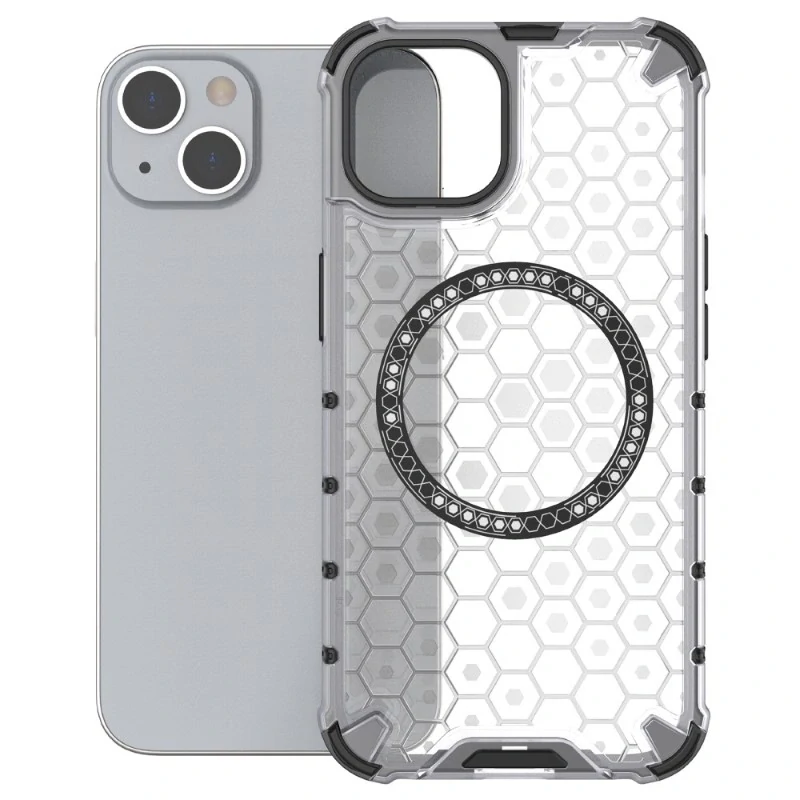 Kryt na iPhone 13 odolný Honeycomb s podporou Magsafe číry