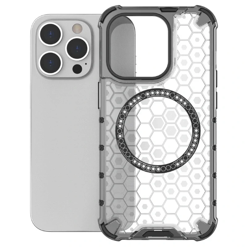 Kryt na iPhone 13 Pre odolný Honeycomb s podporou Magsafe číry