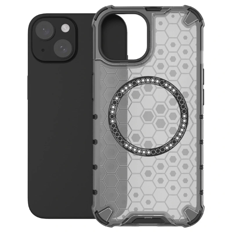 Kryt na iPhone 14 odolný Honeycomb s podporou MagSafe čierny