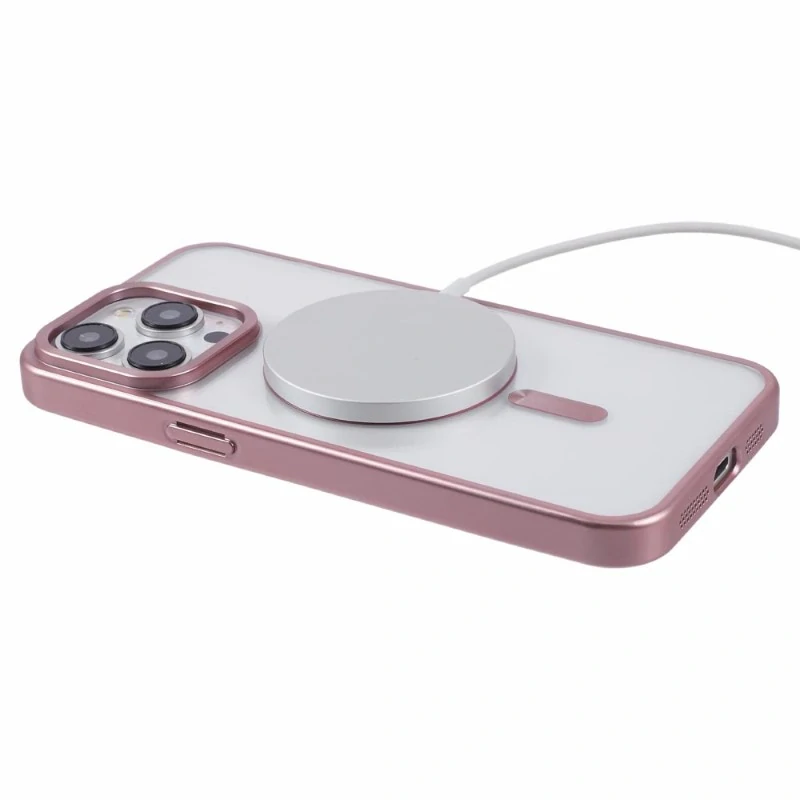 Kryt na iPhone 14 Pro gumový s podporou MagSafe ružový