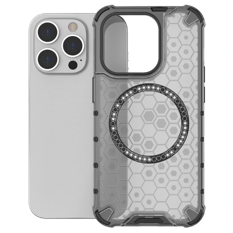 Kryt na iPhone 13 Pro Max odolný Honeycomb s podporou MagSafe čierny