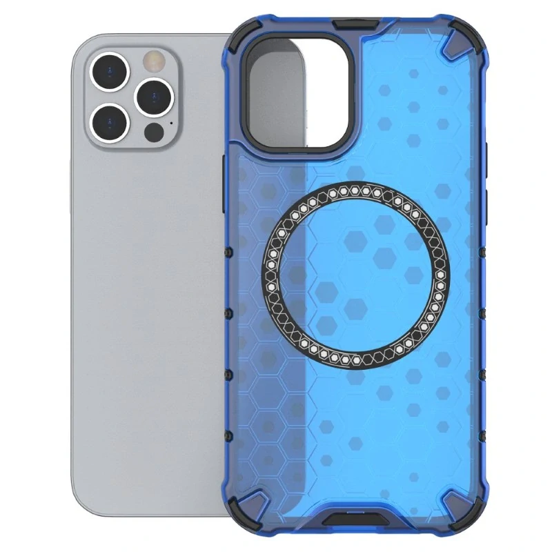 Kryt na iPhone 12 / 12 Pro odolný Honeycomb s podporou MagSafe modrý