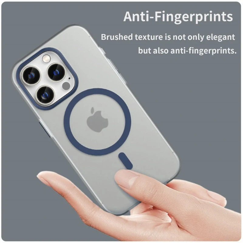 Kryt na iPhone 14 Pro Max gumový Candy (podpora MagSafe) tmavo modrý