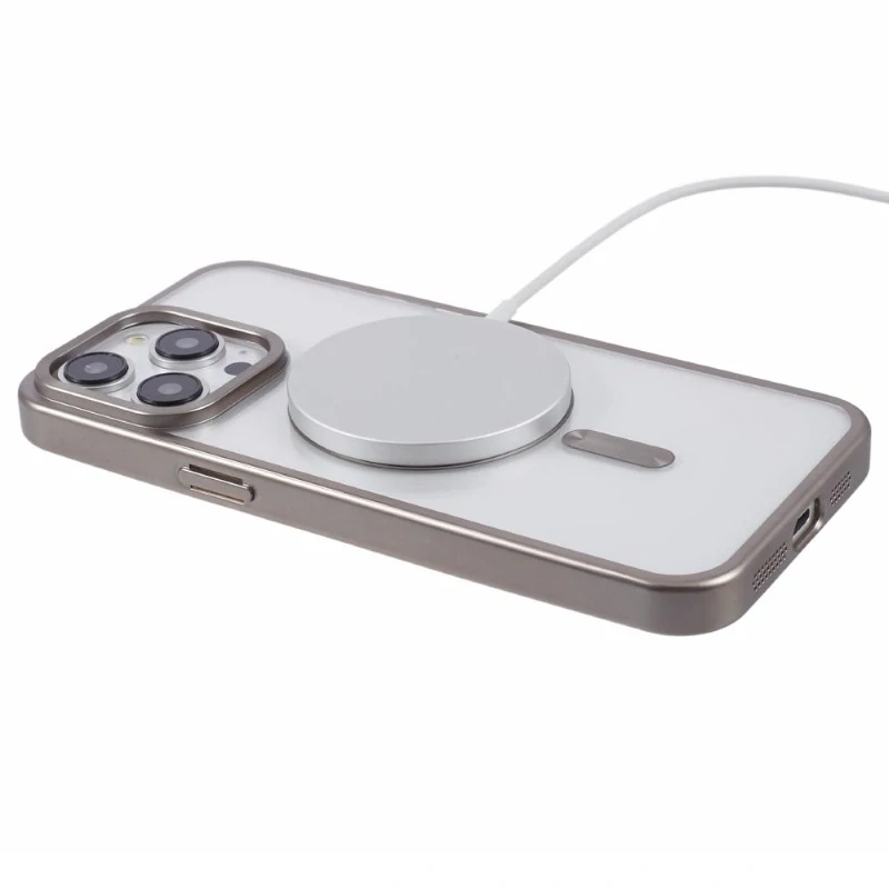 Kryt na iPhone 15 Pro Max gumový s podporou MagSafe šedý