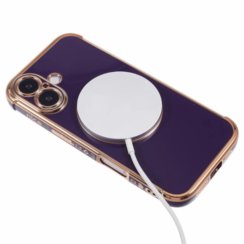 Kryt na iPhone 16 Srdiečko s podporou MagSafe fialový