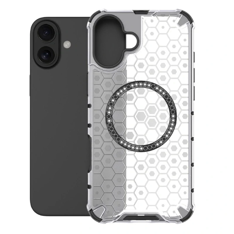 Kryt na iPhone 16 odolný Honeycomb s podporou MagSafe číry