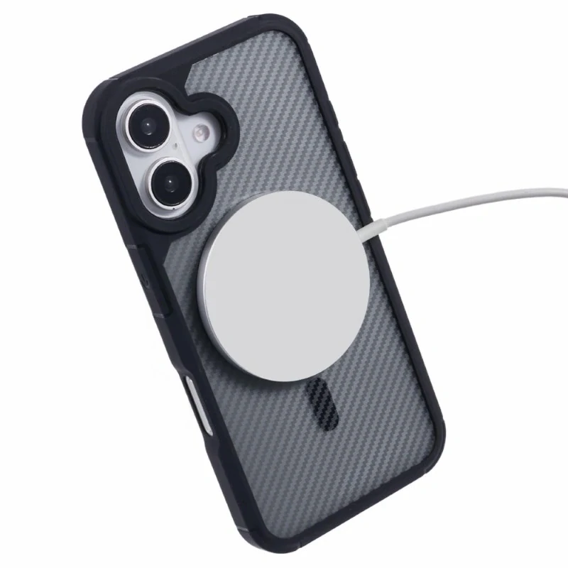Kryt na iPhone 16 odolný Carbon s podporou MagSafe čierny
