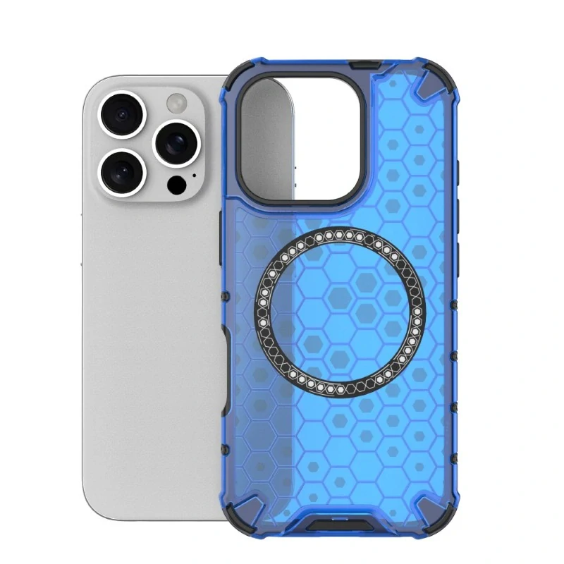 Kryt na iPhone 16 Pro odolný Honeycomb s podporou MagSafe modrý