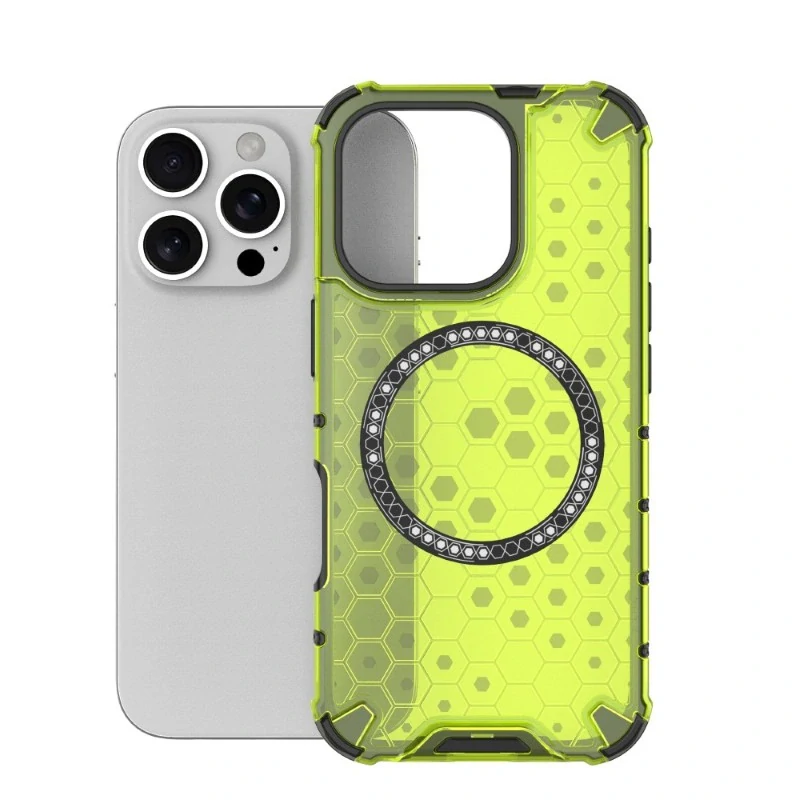 Kryt na iPhone 16 Pro odolný Honeycomb s podporou MagSafe zelený