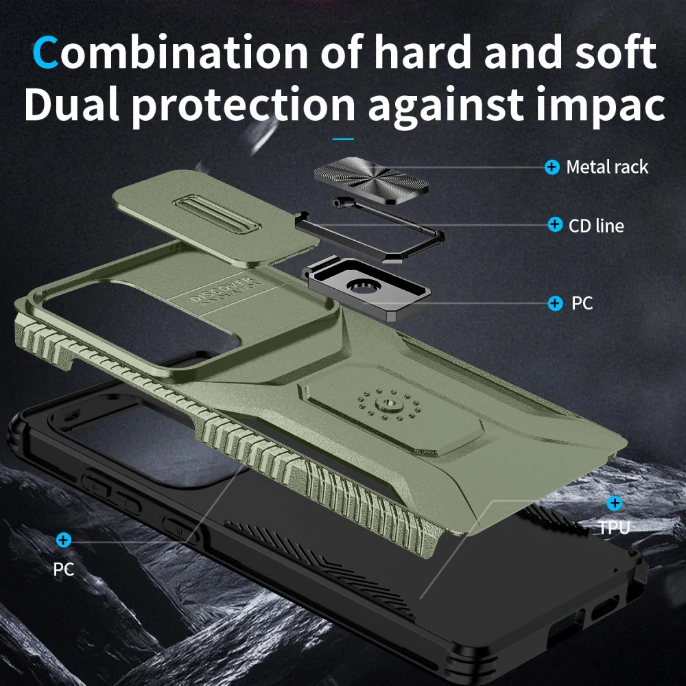 Kryt na Samsung Galaxy S25 Ultra odolný s krytkou na fotoaparát zelený