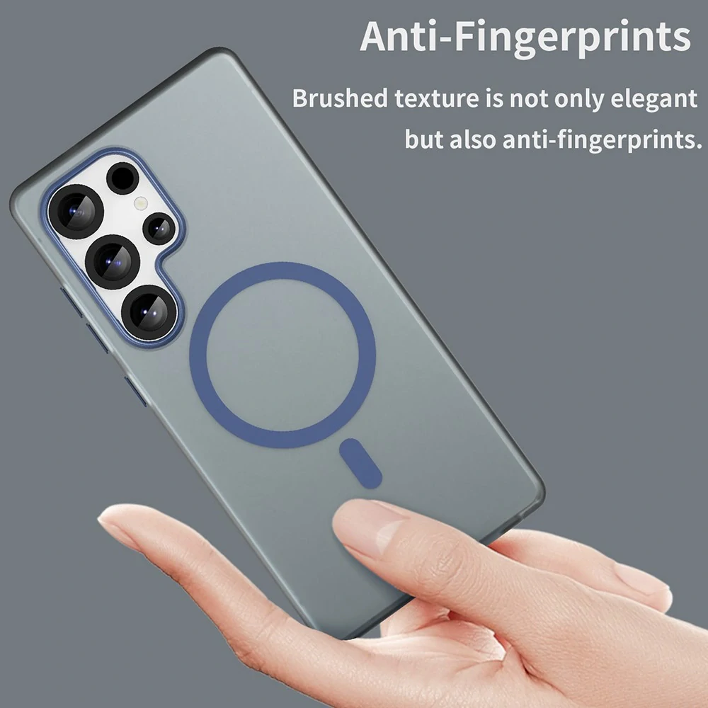 Kryt na Samsung Galaxy S25 Ultra gumový Magnetic (podpora MagSafe) tmavo modrý