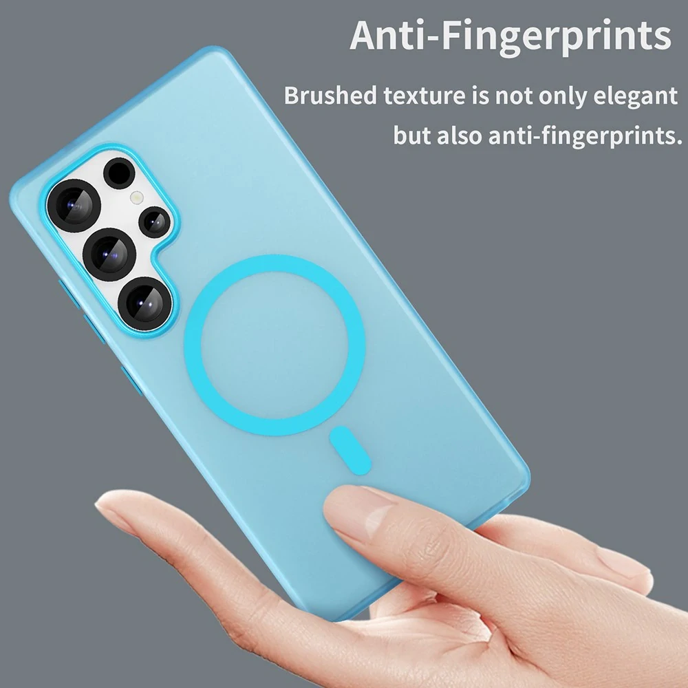 Kryt na Samsung Galaxy S25 Ultra gumový Magnetic (podpora MagSafe) modrý