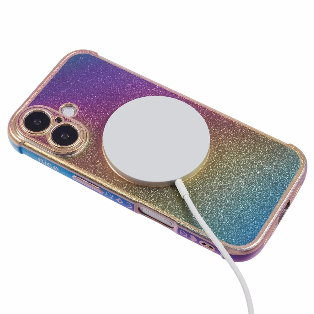 Kryt na iPhone 16 Srdiečko s podporou MagSafe dúhový