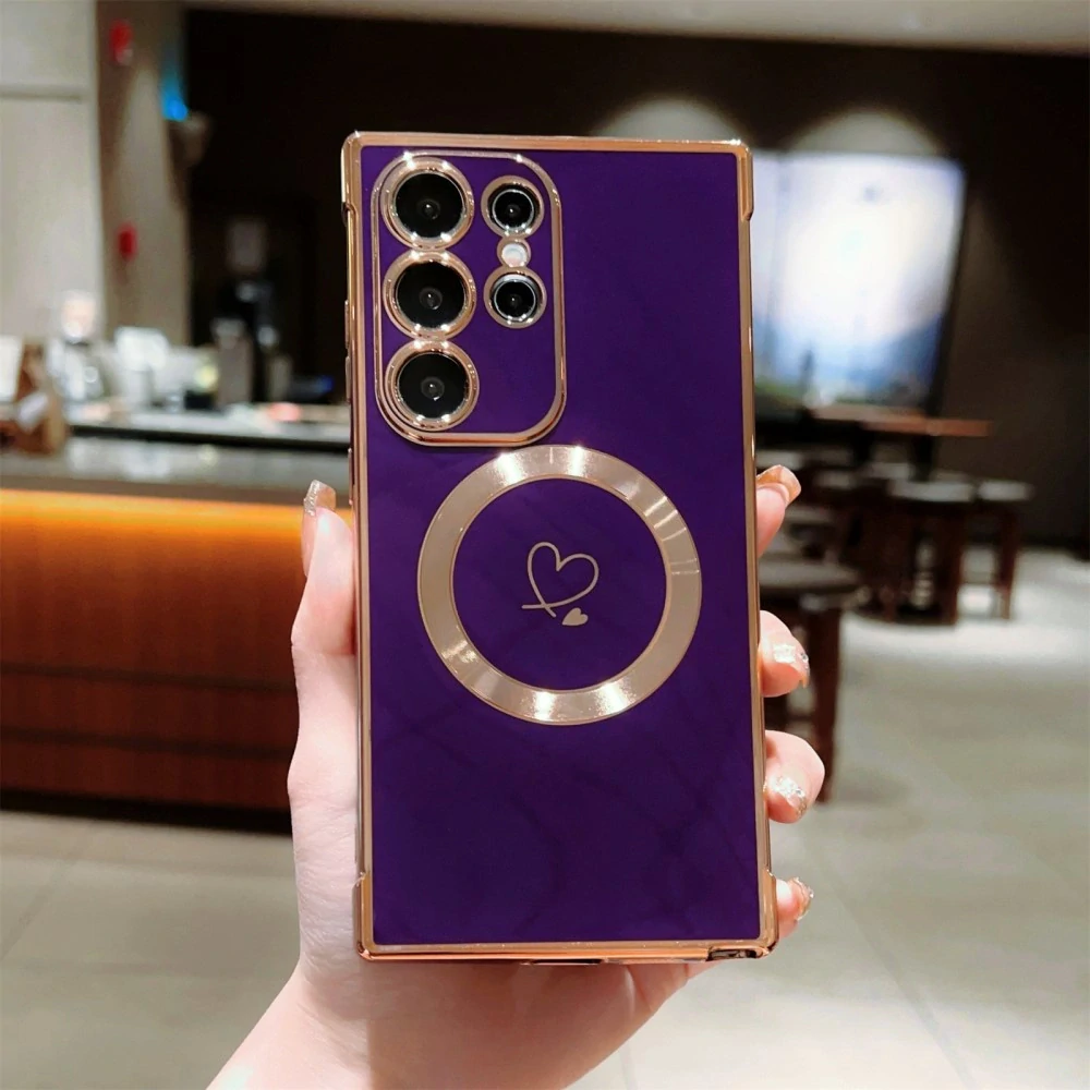 Kryt na Samsung Galaxy S23 Ultra Srdiečko s podporou MagSafe fialový