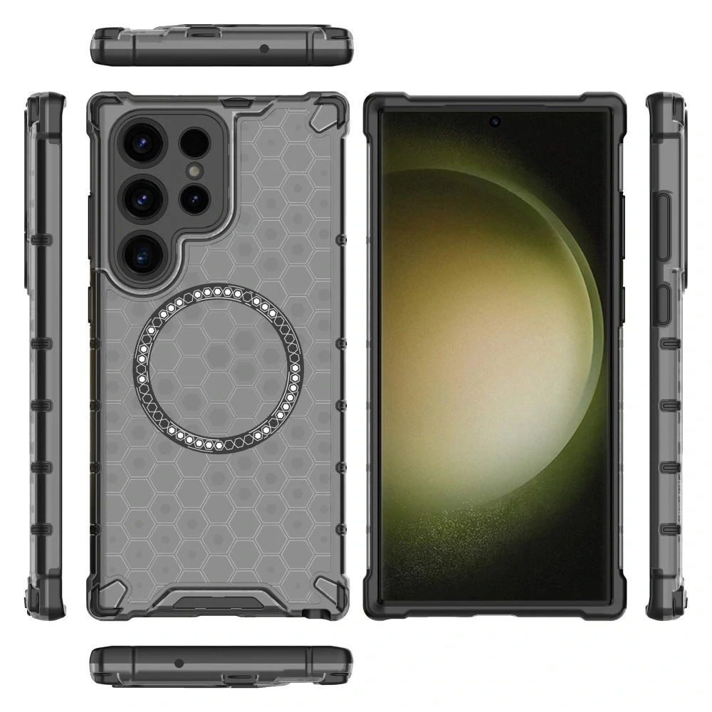 Kryt na Samsung Galaxy S24 Ultra odolný Honeycomb s podporou Magsafe sivý