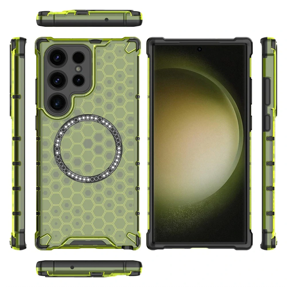 Kryt na Samsung Galaxy S24 Ultra odolný Honeycomb s podporou Magsafe zelený