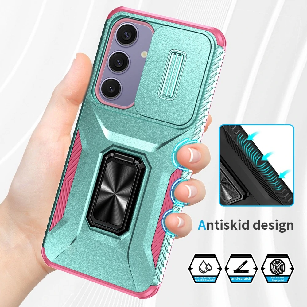 Kryt na Samsung Galaxy S24 FE odolný s krytkou na fotoaparát červený