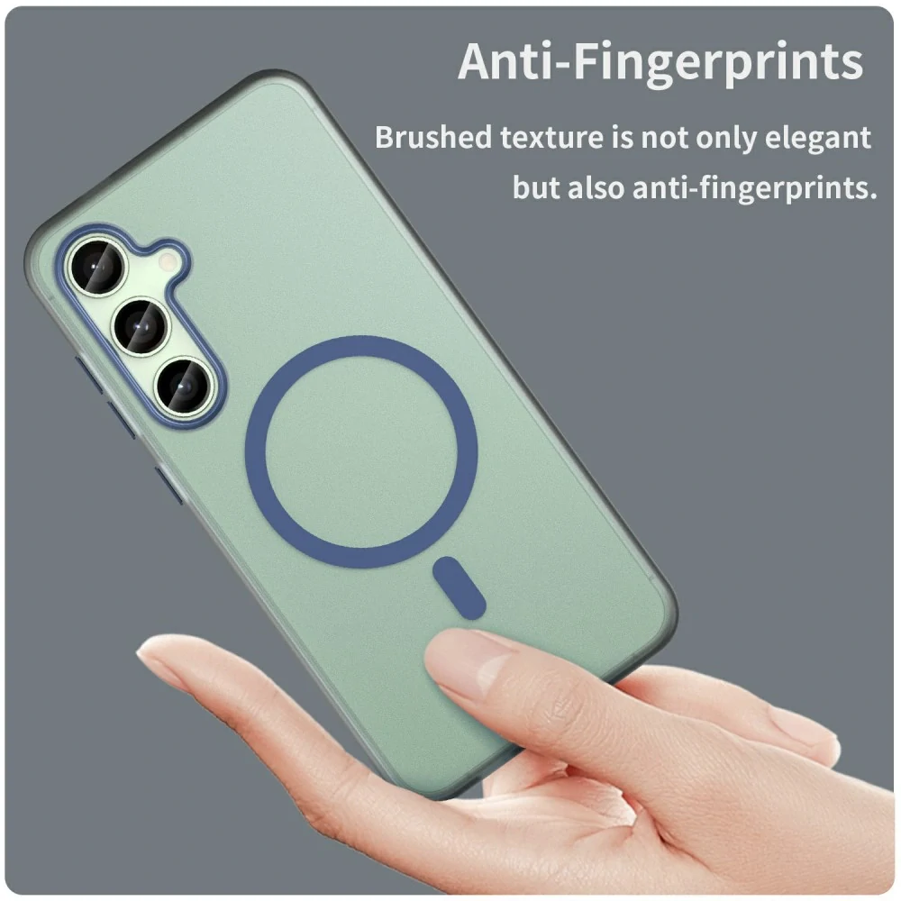Kryt na Samsung Galaxy S24 FE gumový Magnetic (podpora MagSafe) tmavo modrý