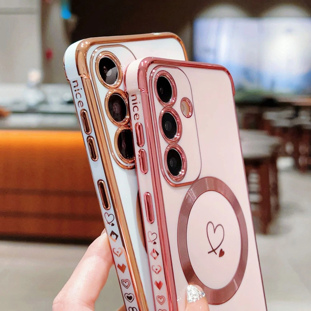 Kryt na Samsung Galaxy S24 FE Srdiečko s podporou MagSafe ružový