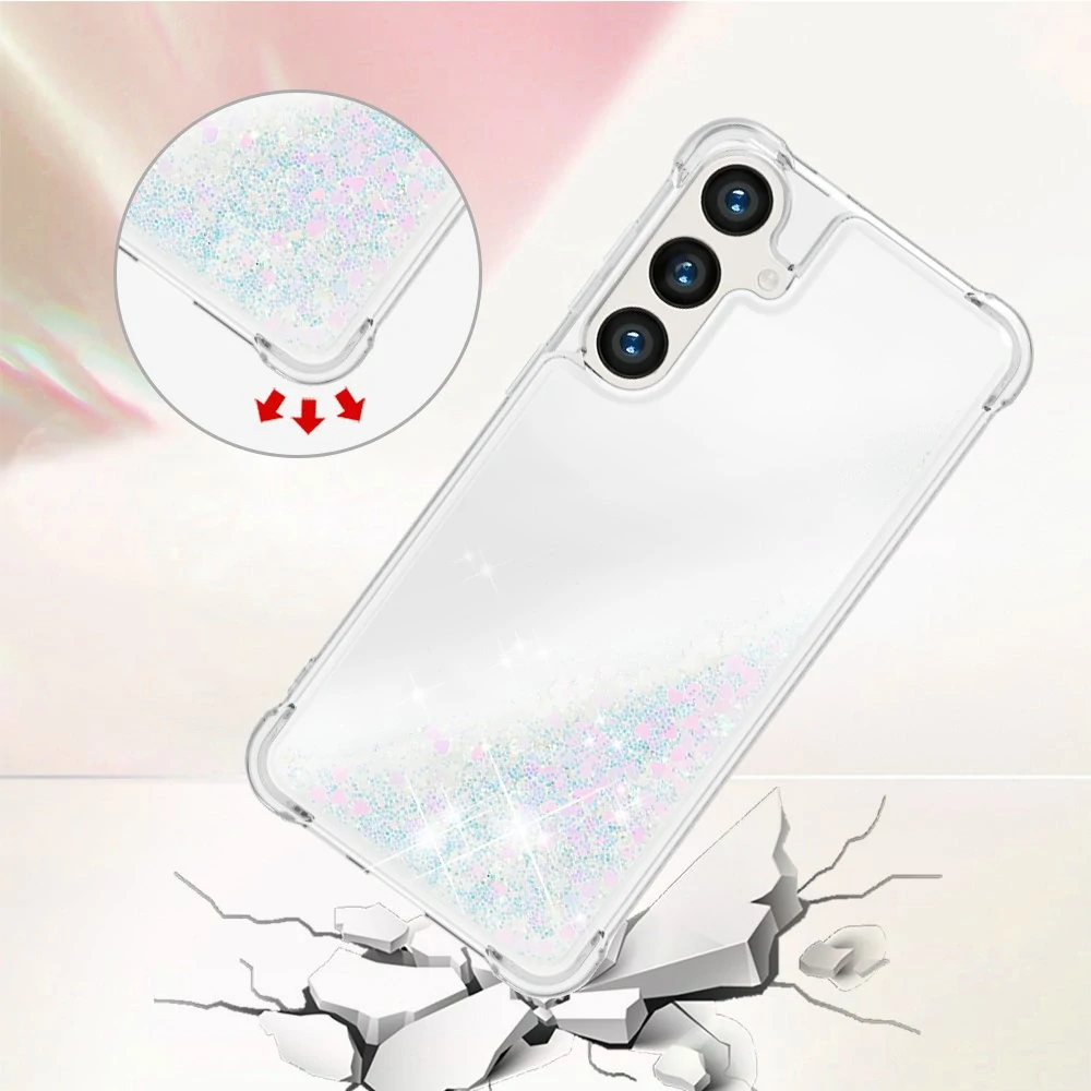 Kryt na Samsung Galaxy S24 FE Srdiečko trblietavý strieborný